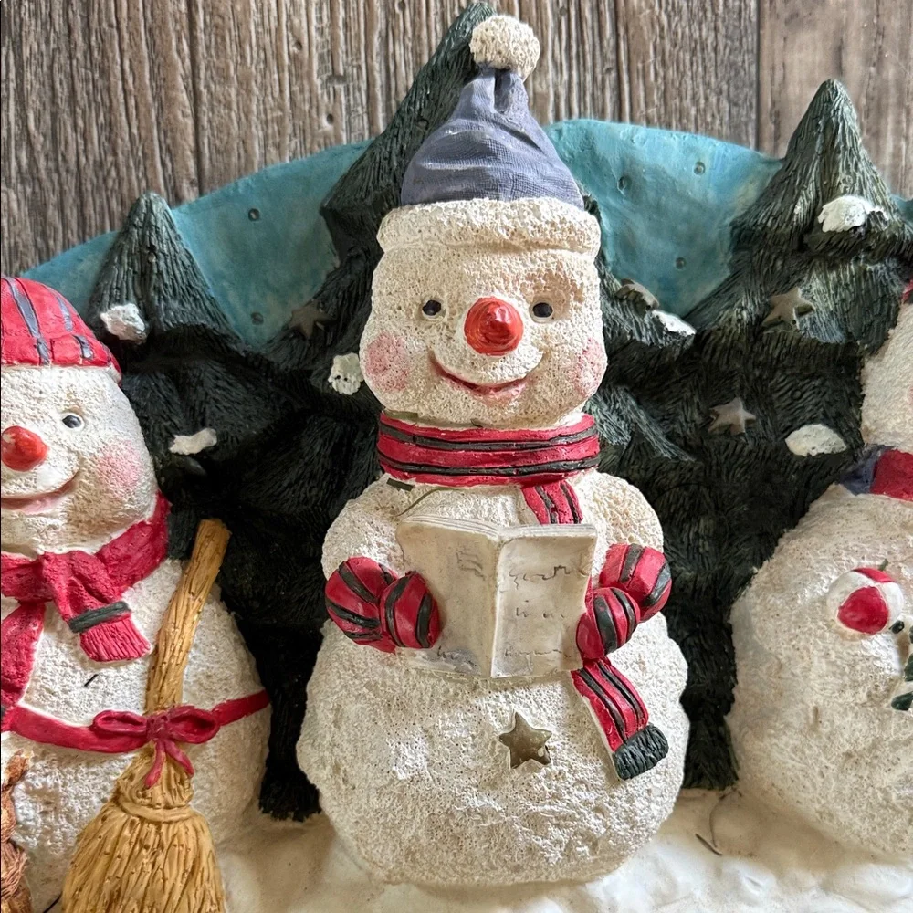 3D Resin Christmas Three Snowmen North Pole Tabletop or Wallhanging Figurine